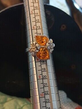 Vintage Sarah Coventry Topaz Stones Cocktail Ring Adjustable